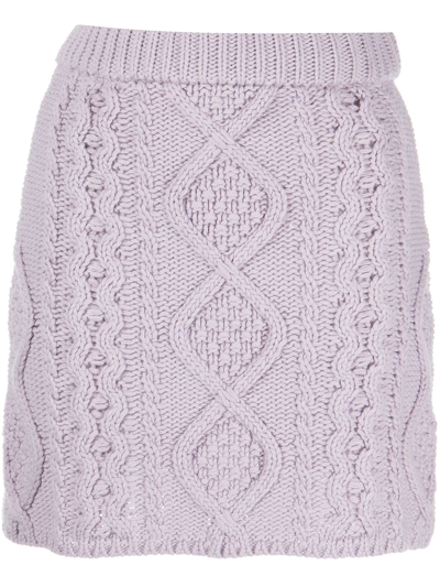 Shop Rokh Cable Knit Mini Skirt In Purple