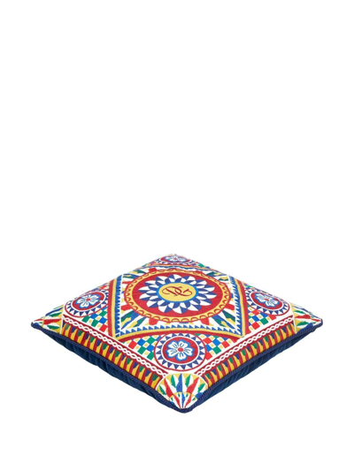 Dolce & Gabbana Embroidered Carretto-print Cushion In Rot
