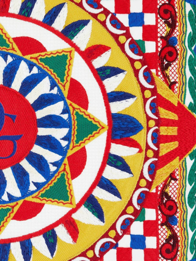 Dolce & Gabbana Embroidered Carretto-print Cushion In Grün