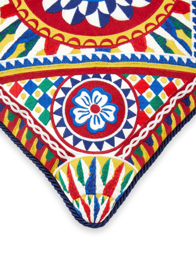 Dolce & Gabbana Embroidered Carretto-print Cushion In Rot