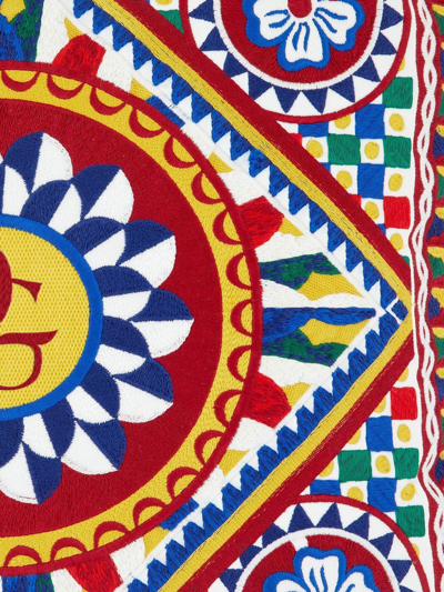 Dolce & Gabbana Embroidered Carretto-print Cushion In Rot