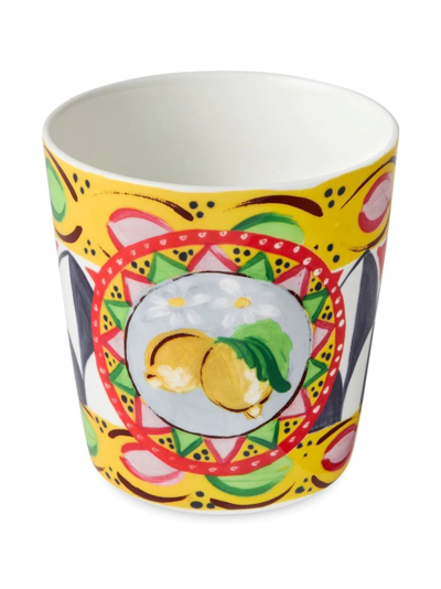 Shop Dolce & Gabbana Carretto-print Porcelain Glass In Gelb