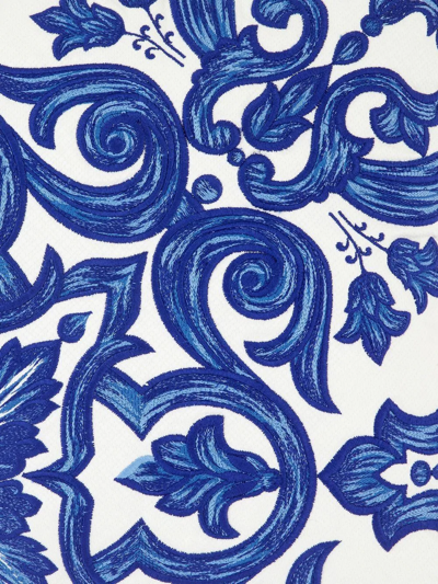 Dolce & Gabbana Embroidered Majolica-print Cushion In Blau