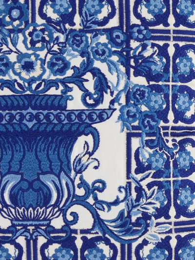 Dolce & Gabbana Embroidered Majolica-print Cushion In Blau