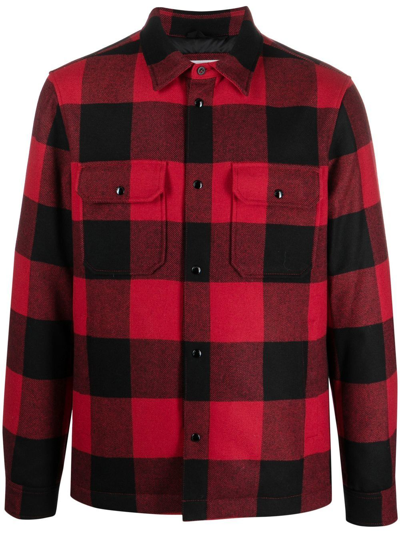 Shop Woolrich Plaid Check-print Shirt Jacket In Rot