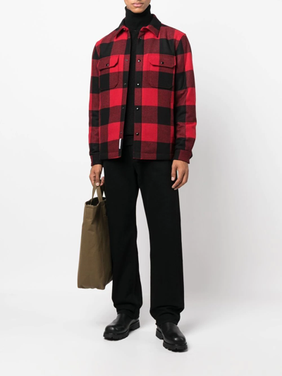 Shop Woolrich Plaid Check-print Shirt Jacket In Rot