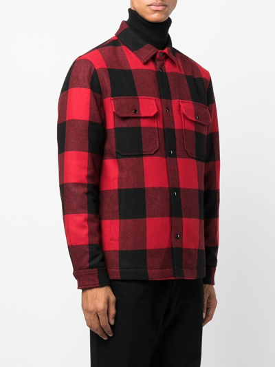 Woolrich Alaskan Wool Check Overshirt In Red