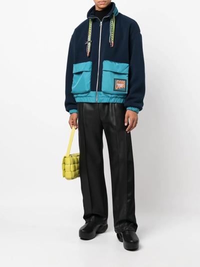 Shop Ambush Colour-block Fleece Jacket In Blau