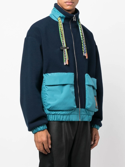 Shop Ambush Colour-block Fleece Jacket In Blau