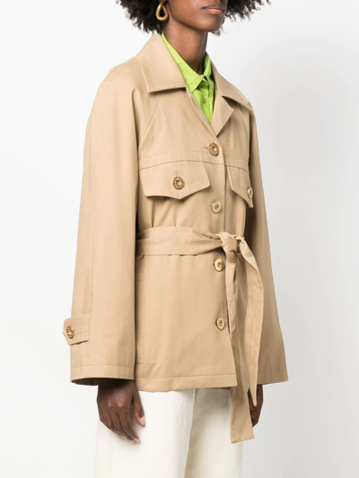 Low Classic Cropped Belted Trench Coat In Nude