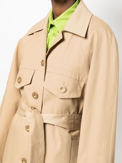 Low Classic Cropped Belted Trench Coat In Nude