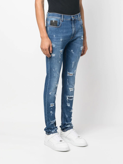 Shop Alyx Distressed-effect Skinny Jeans In Blue