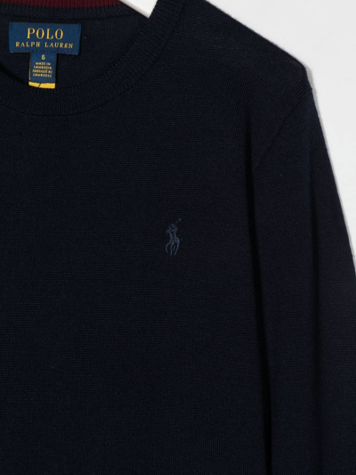 Shop Ralph Lauren Polo Pony Fine-knit Jumper In Blau