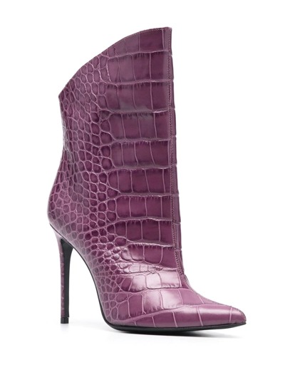 Shop Giuliano Galiano Elise 105mm Embossed Ankle Boots In Violett