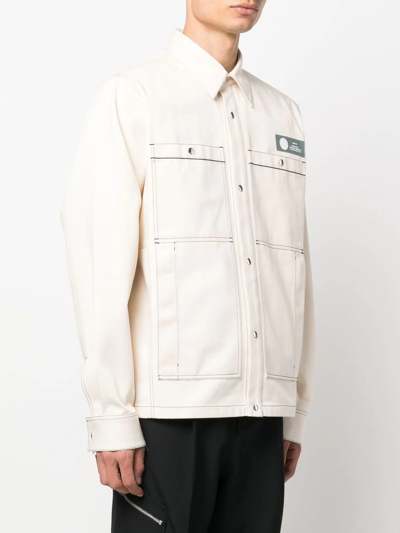 Shop Oamc Patch Pocket Shirt Jacket In Neutrals