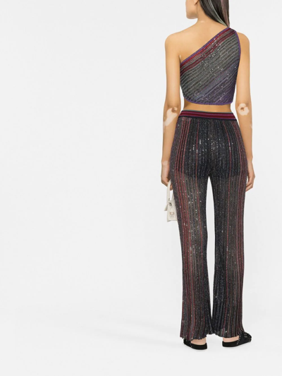 Missoni Sequin-embellished Flared Knit Trousers In Purple