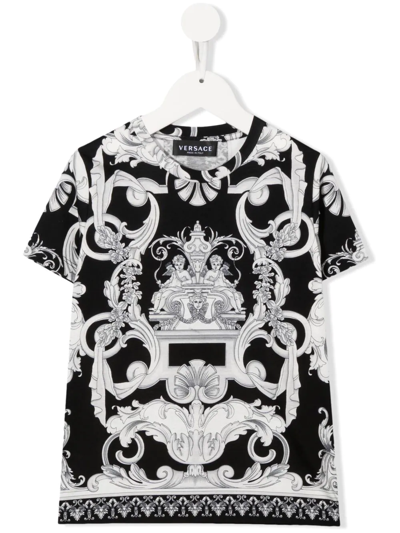 Shop Versace Logo Baroque-print T-shirt In Schwarz