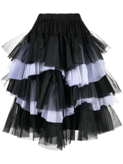 Shop Comme Des Garçons Tiered Tulle Skirt In Schwarz