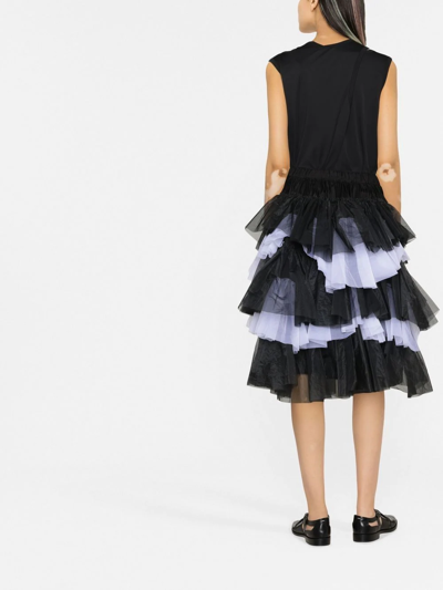 Shop Comme Des Garçons Tiered Tulle Skirt In Schwarz