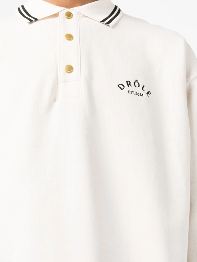Shop Drôle De Monsieur Logo-embroidered Cotton Polo Shirt In Nude