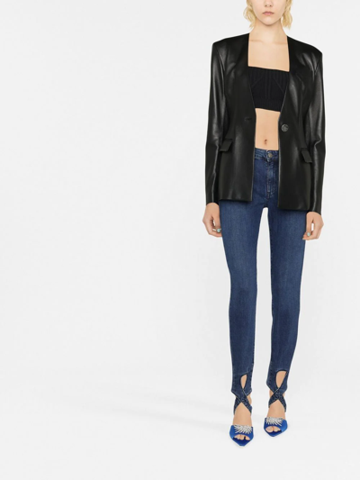 Attico Miles Ribbed-knit Cropped Top In Schwarz