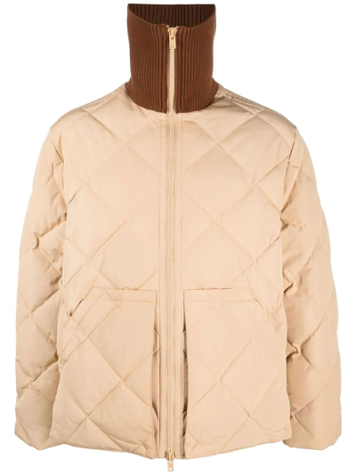 Shop Kenzo Quilted Zipped Coat In Nude