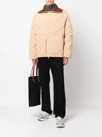 Shop Kenzo Quilted Zipped Coat In Nude
