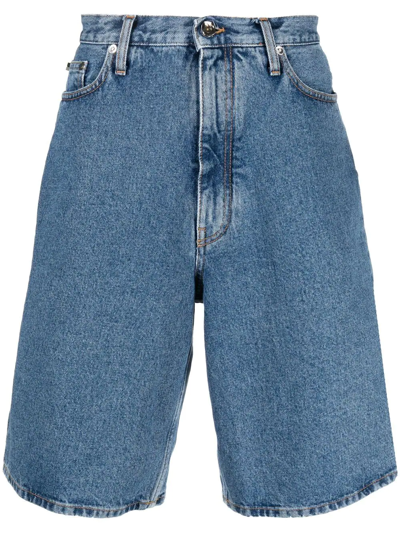 Shop Off-white Arrows Denim Shorts In Blau