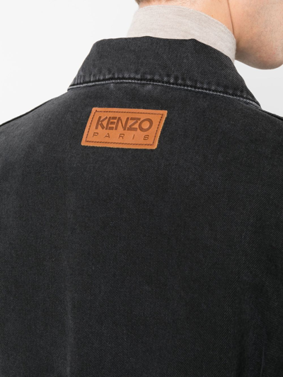 Shop Kenzo Trucker Denim Jacket In Schwarz