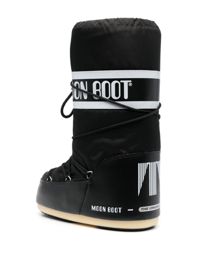 Shop Moon Boot Logo-print Lace-up Boots In Schwarz