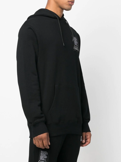 Shop Yohji Yamamoto Quote-patch Drawstring Hoodie In Schwarz