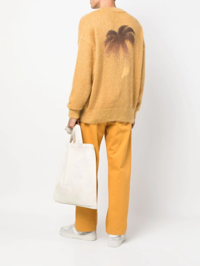 Palm Angels Yellow Palm-motif Crew-neck Jumper In Gelb