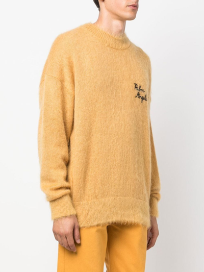 Palm Angels Yellow Palm-motif Crew-neck Jumper In Gelb