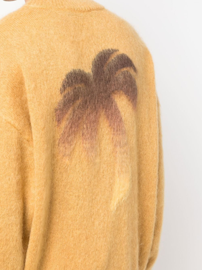 Palm Angels Yellow Palm-motif Crew-neck Jumper In Gelb