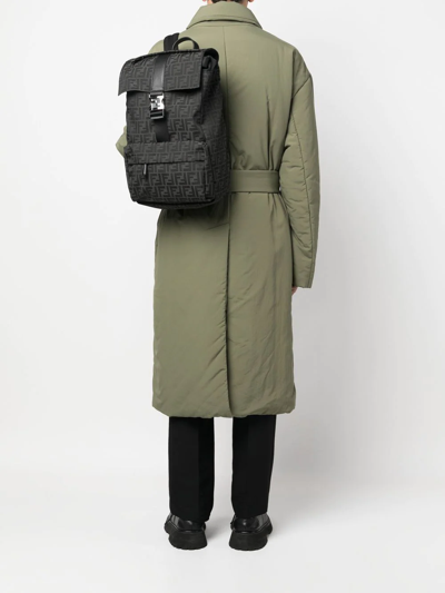 Shop Fendi Medium Ness Jacquard Ff Backpack In Grau