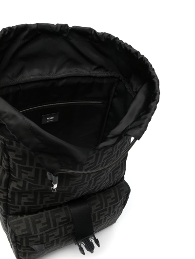 Shop Fendi Medium Ness Jacquard Ff Backpack In Grau