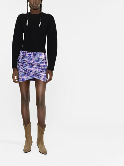 Shop Isabel Marant Floral-print Ruched Mini Skirt In Violett