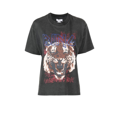 Shop Anine Bing Black Tiger Printed T-shirt In Grey