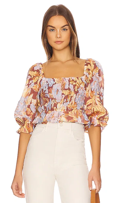 Shop Minkpink Serena Shirred Blouse In Brown