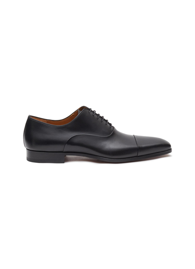 Shop Magnanni Cap Toe 6-eyelet Leather Oxford Shoes In Black
