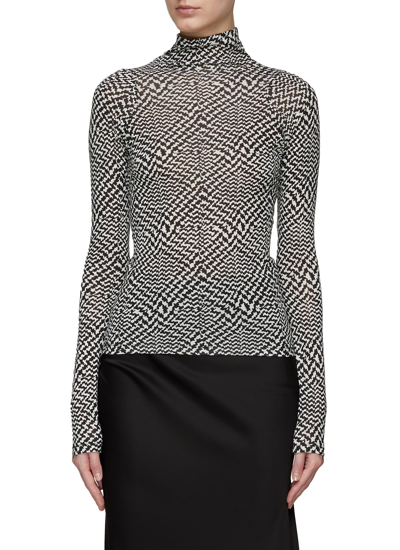 Shop Rag & Bone Zigzag Motif Shaw Panelled High Neck Long Sleeve Top In Multi-colour