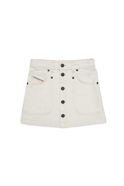Diesel Kids' Écru Denim Skirt With Buttons In White | ModeSens