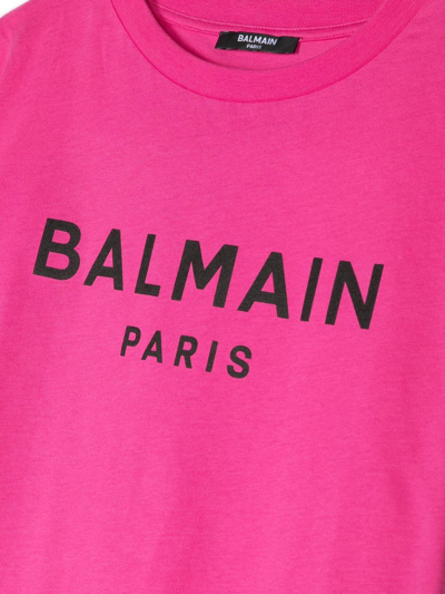 Shop Balmain Logo-print Short-sleeve T-shirt In Pink