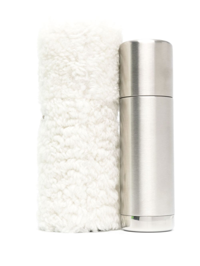 Shop Jil Sander Thermos Bottle And Shearling Case In Grey