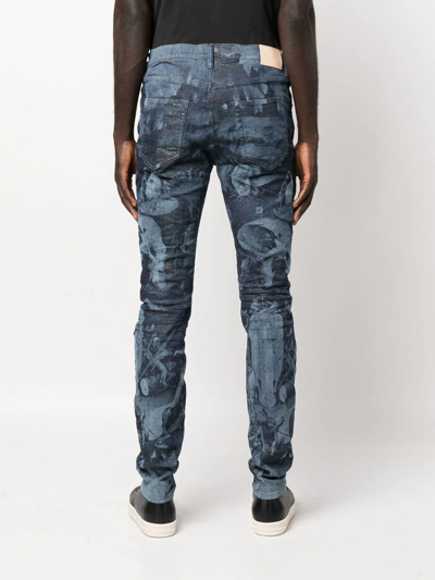 Shop Purple Brand Laser-print Skinny Jeans In Blue