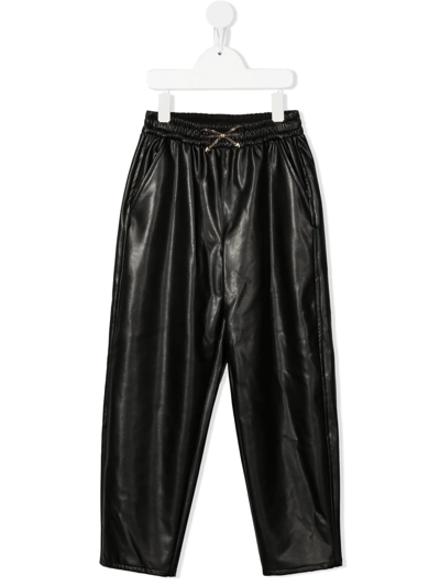 Monnalisa Drawstring Balloon Trousers In Black