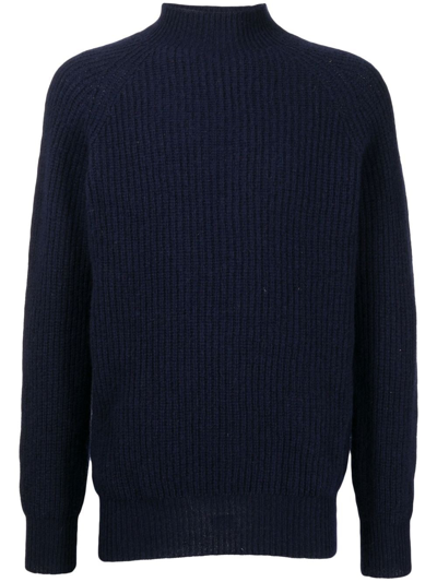 Shop Ymc You Must Create Ribbed Mock Neck Jumper In Blue