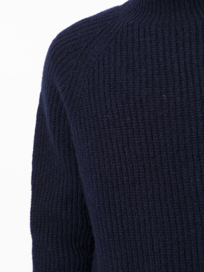 Shop Ymc You Must Create Ribbed Mock Neck Jumper In Blue