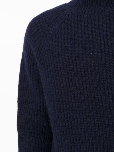 Ymc You Must Create Ribbed Mock Neck Jumper In Blue