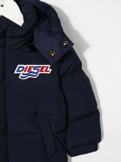 Shop Diesel Logo-patch Puffer Jacket In Blue